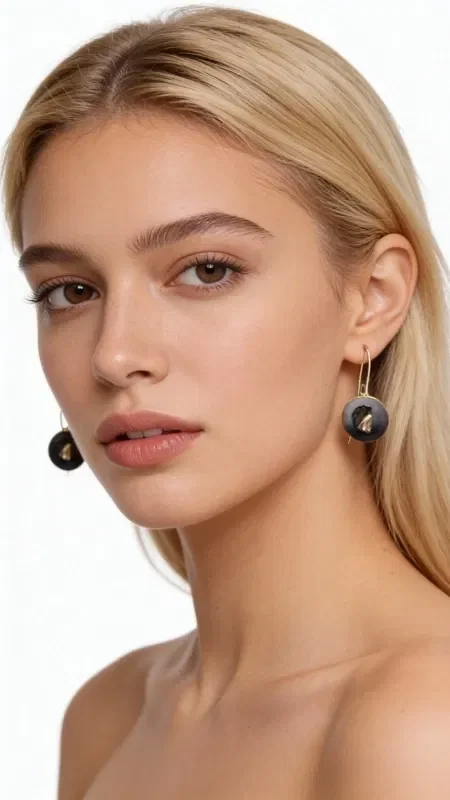 Dangle earrings with grey pyrite that combine elegance with a modern aesthetic, creating a unique piece of jewelry for every occasion. Designed by Greek Jewelry Designer Aikaterini Chalkiadaki, these handmade earrings stand out for their distinctive grey shade reminiscent of chalk color.

Made from high-quality brass, the earrings feature striking pyrite stones that lend a natural and refined feel. Their circular shape combined with the matte finish creates a statement piece that complements both casual and formal looks. The hook closure ensures comfort and security while wearing.

These modern earrings are ideal for women looking for original handmade jewelry with character. Their neutral grey hue makes them easy to pair with any outfit, while the quality construction guarantees long-lasting use. Store in a dry place and clean with a soft cloth.