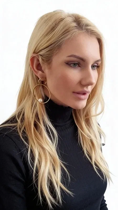 The impressive large hoop earrings with pearls are the perfect choice for the woman looking for statement jewelry with a modern aesthetic. Designed by Greek Jewelry Designer Aikaterini Chalkiadaki, these handmade earrings combine the golden shine of brass with the elegance of real pearls.

The unique double-hoop composition creates a geometric play that catches the eye, while the white pearls add a touch of classic elegance. The stud closure ensures comfortable and secure wear, making them ideal for all-day use.

These modern dangle earrings are ideal for special occasions such as weddings, cocktail parties, or professional events. They pair perfectly with monochrome outfits and give your look a contemporary boho aesthetic.