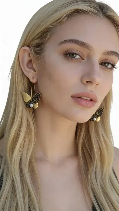 Elegant dangle earrings featuring a butterfly motif that combines the grace of nature with a modern aesthetic. Designed by Greek Jewelry Designer Aikaterini Chalkiadaki, these unique handmade earrings are the perfect statement piece for every occasion.

Each earring features an artistic combination of gold and black brass with a refined patina that creates a vintage feel. Natural pearls add classic elegance, while the butterfly motif symbolizes transformation and beauty. The long, dangling wings move gracefully with every gesture, drawing attention wherever you go.