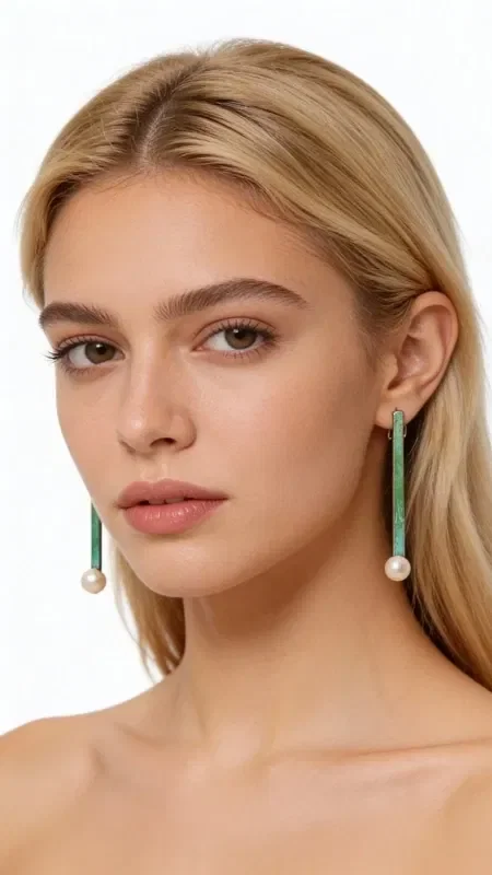 Discover the unique beauty of these long stud earrings with pearls and green patina, combining modern aesthetics with traditional craftsmanship. Designed by Greek Jewelry Designer Aikaterini Chalkiadaki, these striking earrings are the perfect choice for women seeking original and elegant jewelry.

Each earring is handmade from high-quality copper with a unique green patina that creates a vintage look full of character. The natural pearls at the bottom add classic elegance and softness, creating a perfect blend of modern and traditional elements. The long linear silhouette elongates the neck and gives a clean, contemporary aesthetic.