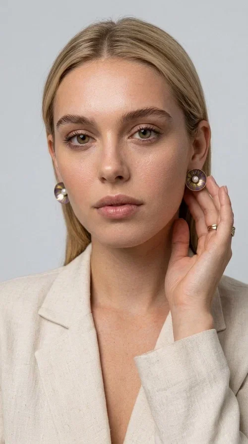 Handmade purple stud earrings with pearls are an elegant choice for every woman seeking jewelry with character and feeling. Designed by Greek Jewelry Designer Aikaterini Chalkiadaki, these unique earrings combine refined aesthetics with the durability of brass and the warmth of handmade enamel, creating a result that truly stands out.

Each pair features a circular shape in a lilac-purple hue with golden brass details, while a natural pearl takes center stage, adding charm and femininity. The matte texture of the enamel combined with the soft shine of the pearl creates a contrast that makes the piece stand out both in everyday looks and in formal occasions, weddings and christenings.

Ideal as a gift or for personal use, they pair beautifully with minimal outfits, casual style, and formal looks alike. Their lightweight construction ensures comfort for everyday wear.