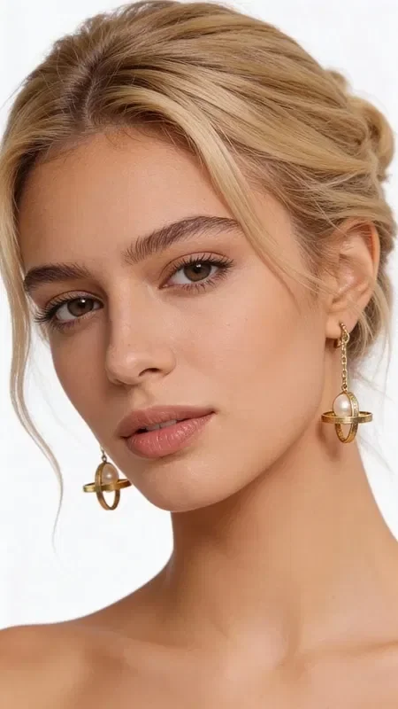 Discover the unique beauty of these handmade dangle earrings with pearls, combining the elegance of gold brass with the classic charm of natural pearls. Designed by Greek Jewelry Designer Aikaterini Chalkiadaki, these striking earrings feature a geometric cross holding a white pearl, creating a perfect balance between modern aesthetics and traditional elegance.

The modern lines of the design make these dangle earrings ideal for everyday wear, while also offering the elegance required for special occasions. The gold finish of the brass beautifully reflects the light, while the white pearls add a touch of timeless elegance.