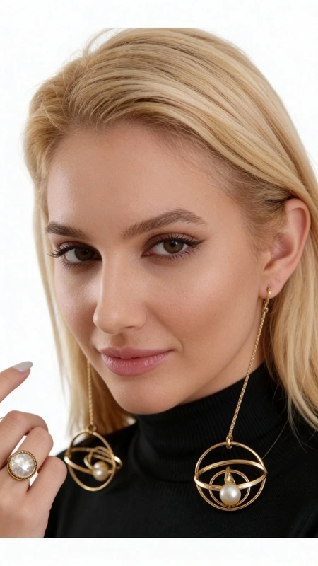 These extraordinary statement earrings showcase the perfect marriage of contemporary geometric design and timeless pearl elegance. The spherical framework creates a captivating orbital effect, with lustrous freshwater pearls suspended gracefully within each golden circle, catching light from every angle as they move.
Expertly handcrafted with precision-engineered gold-plated brass, these striking pieces feature a sophisticated orbital design that transforms the classic pearl earring into a modern masterpiece. The generous length creates dramatic movement and visual impact, while the refined spherical silhouette adds architectural interest to any ensemble. Each freshwater pearl displays natural luminescence and subtle color variations that make every pair truly unique.
The innovative design philosophy behind these earrings draws inspiration from celestial mechanics and ancient Greek geometry, resulting in jewelry that feels both contemporary and eternally elegant. The substantial yet comfortable construction ensures they make a bold statement without compromising wearability. These versatile pieces transition seamlessly from professional settings to evening occasions, elevating everything from crisp blazers to flowing evening gowns.
Perfect for the confident woman who appreciates distinctive design and exceptional craftsmanship, these earrings complement both minimalist and maximalist styling approaches. The warm gold tones beautifully enhance all skin tones, while the pearl elements add sophistication and grace.
To maintain their lustrous finish, gently clean with a soft cloth after wearing and store separately to prevent scratching. Avoid contact with perfumes, lotions, and moisture to preserve the gold plating and pearl integrity.