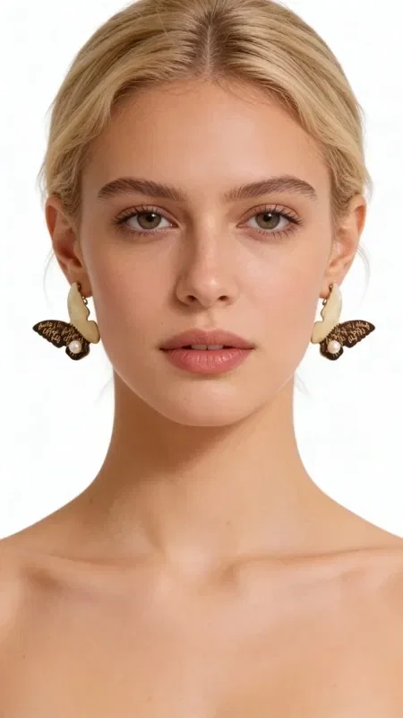Discover the magic of handmade butterfly earrings with pearls, a stunning piece of jewelry that combines elegance with Greek craftsmanship. These stud earrings from the collection of Aikaterini Chalkiadaki are the perfect choice for women seeking uniqueness and style.

Crafted from high-quality brass with a refined black patina, these earrings feature a dreamy butterfly design. The golden hue of the brass beautifully contrasts with the natural pearls adorning each wing, creating a striking combination of materials. Their compact size makes them ideal for everyday wear, while still being eye-catching enough for special occasions.